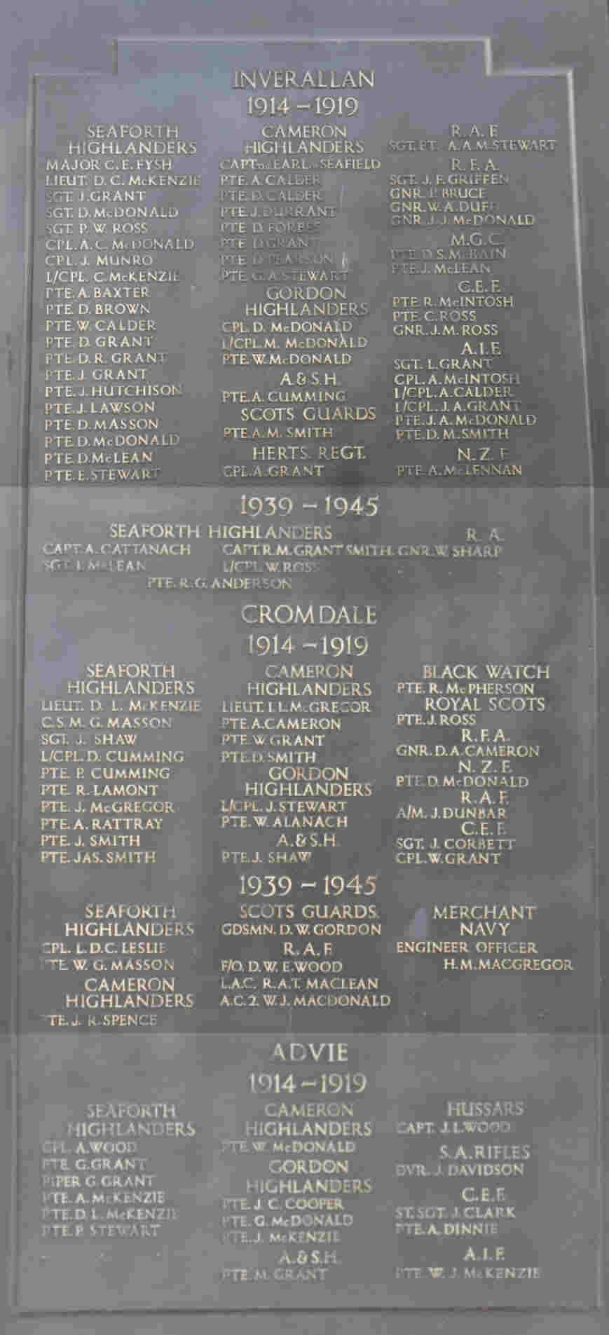 Names WW I and WW II
