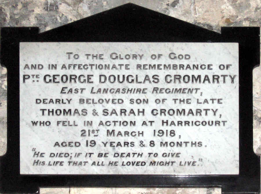 Memorial panel George Douglas Cromarty