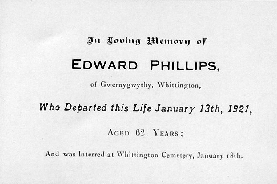 Memorial Card - Edward Phillips